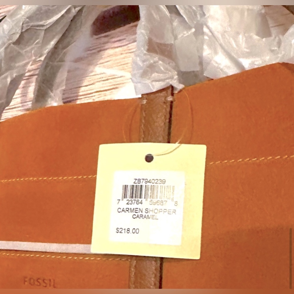 FOSSIL Carmen Shopper Shoulder & Crossbody Strap Included - Caramel Color - Picture 8 of 14